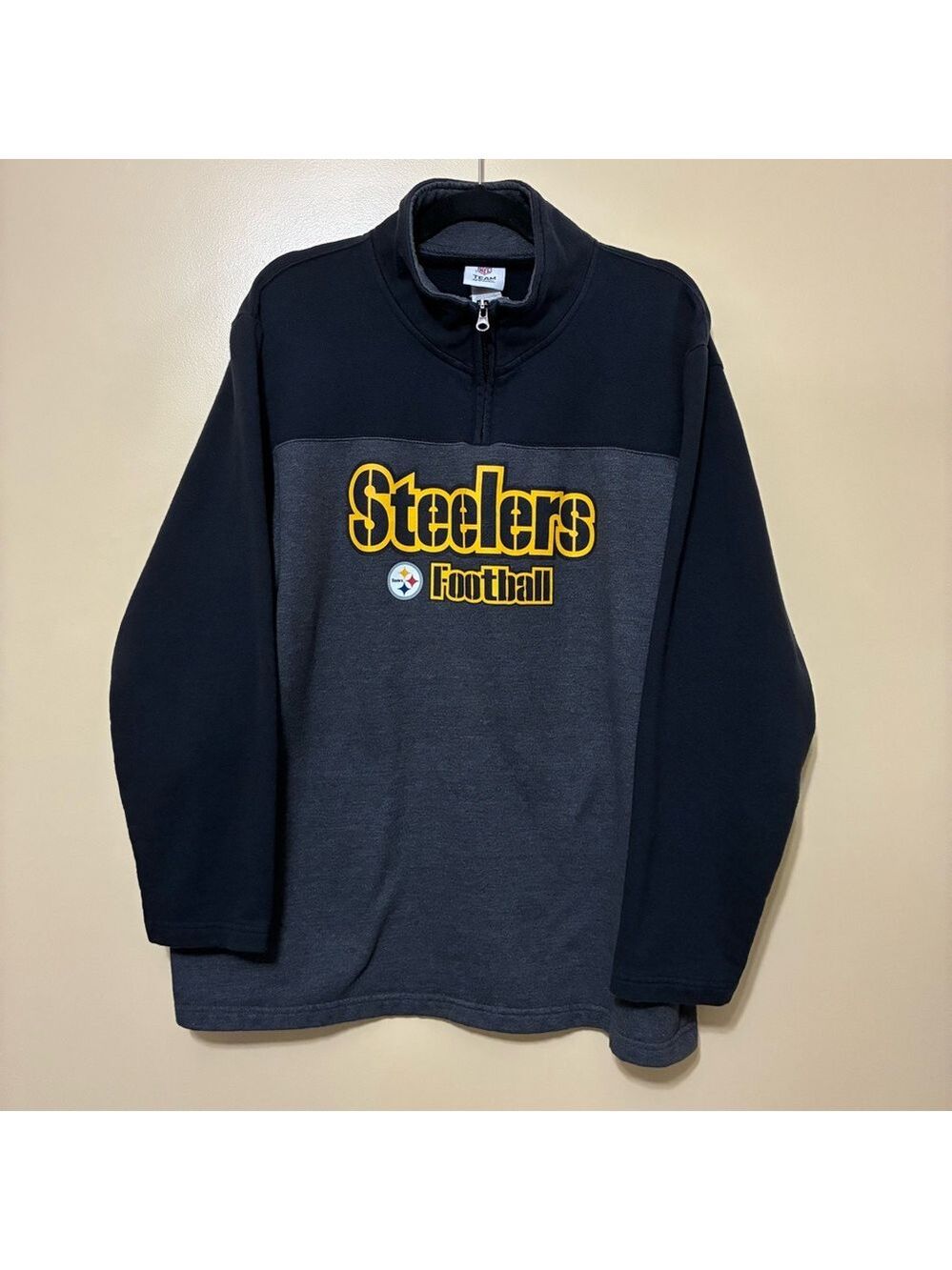 Pittsburgh Steelers 1/4 Zip Pullover Men XL Gray Black NFL Team Apparel